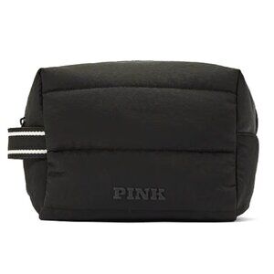 PINK Quilted Puffer Cosmetic Bag - Black - NWT